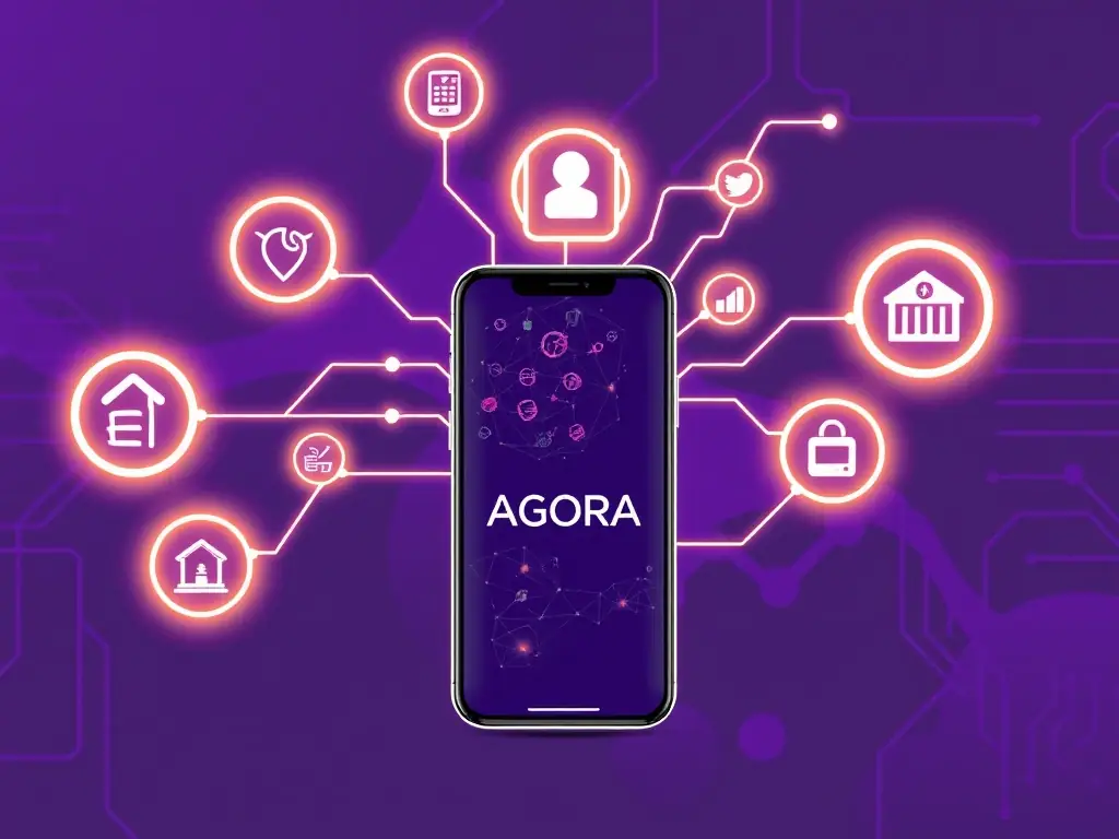 An illustration depicting the seamless integration of leads into the AGORA platform, with data flowing from various sources into the mobile app for agent outreach.